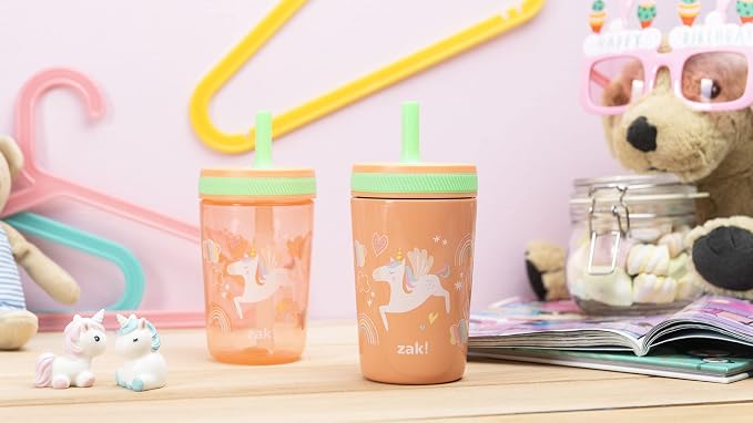Zak Designs Unicorn Kelso Tumbler Set, Leak-Proof Screw-On Lid - Image 11