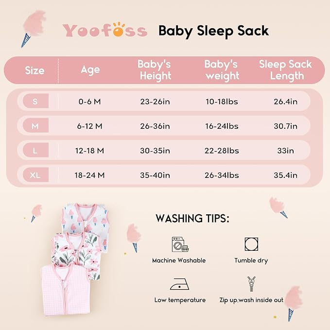Yoofoss Baby Sleep Sack 18-24 Months 0.5 Tog Wearable Blanket - Image 5