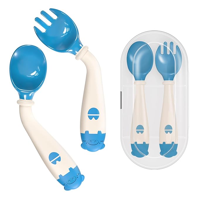 Deejoy Toddler Utensils, Self-feeding Flatware Set withTravel Case, Baby Spoons by Deejoy
