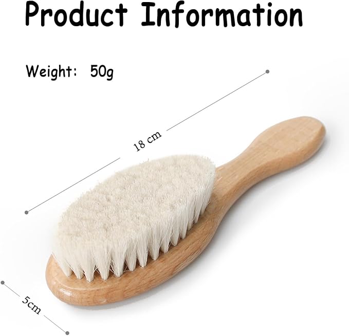 BoAn Wooden Baby Hair Brush, Natural Soft Goat Bristles, Cradle Cap Brush - Image 4