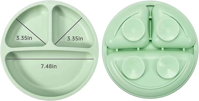 PandaEar Silicone Baby Feeding Set| 2 Pack Silicone Divided Suction Plate and 2 - Image 3