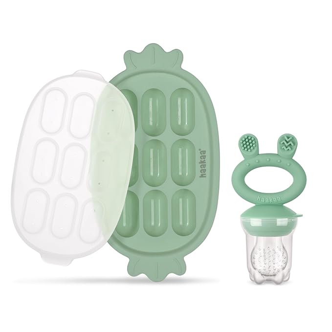 Haakaa Baby Fruit Food Feeder & Silicone Freezer Nibble Tray Combo by haakaa