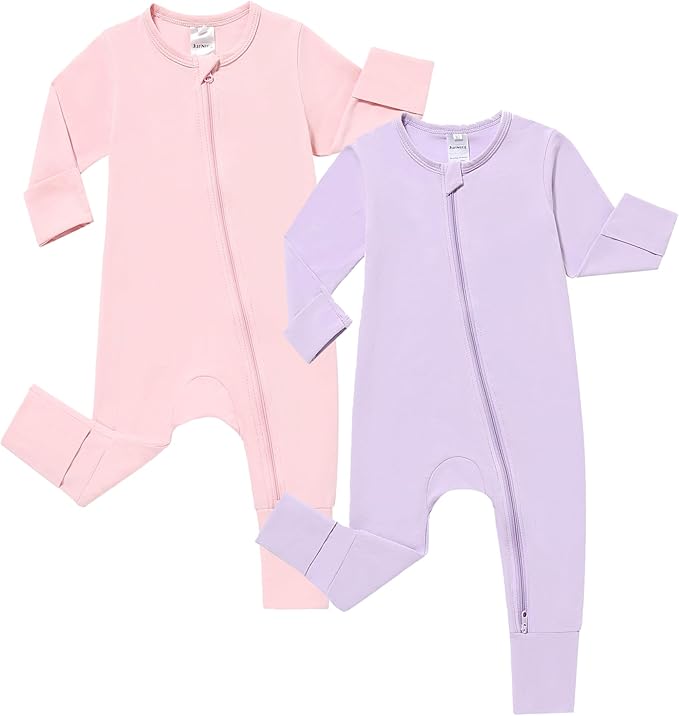 JunNeng 2 Pack Footless Long/Short Sleeve Baby Romper by JunNeng