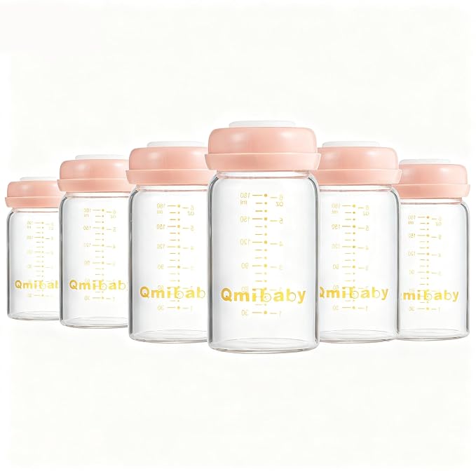 Breast Milk Storage Bottles 180ml 6oz BPA-Free Leak-Proof Natural Baby Bottle by Qmibaby