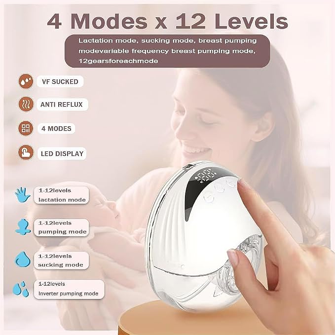 Wearable Breastfeeding Pump, 4 Modes12 Levels, Hands Free Breast Pump, Portable - Image 9