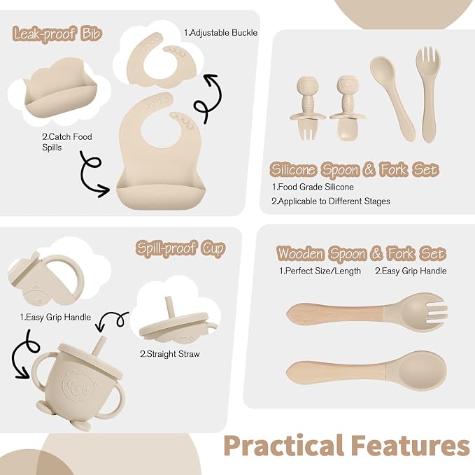 Baby Led Weaning Supplies, 17 Piece BPA-Free Silicone Feeding Set, Eating - Image 4