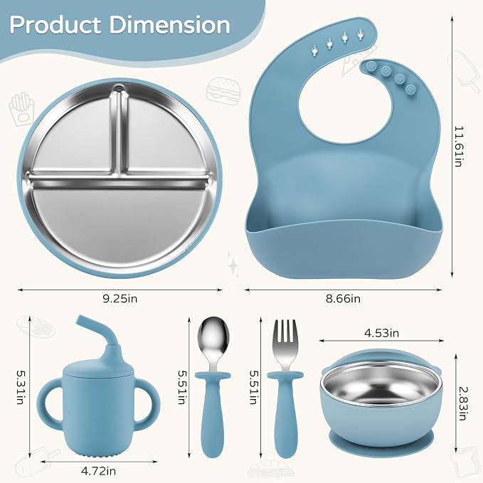 Toddler Plates and Bowls Set Stainless Steel - Image 5
