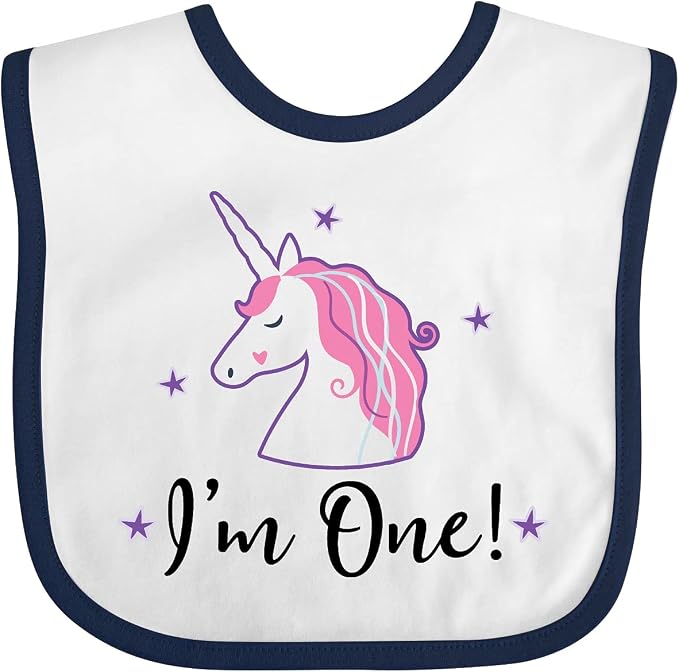 inktastic 1st Birthday Unicorn Baby Bib by Inktastic