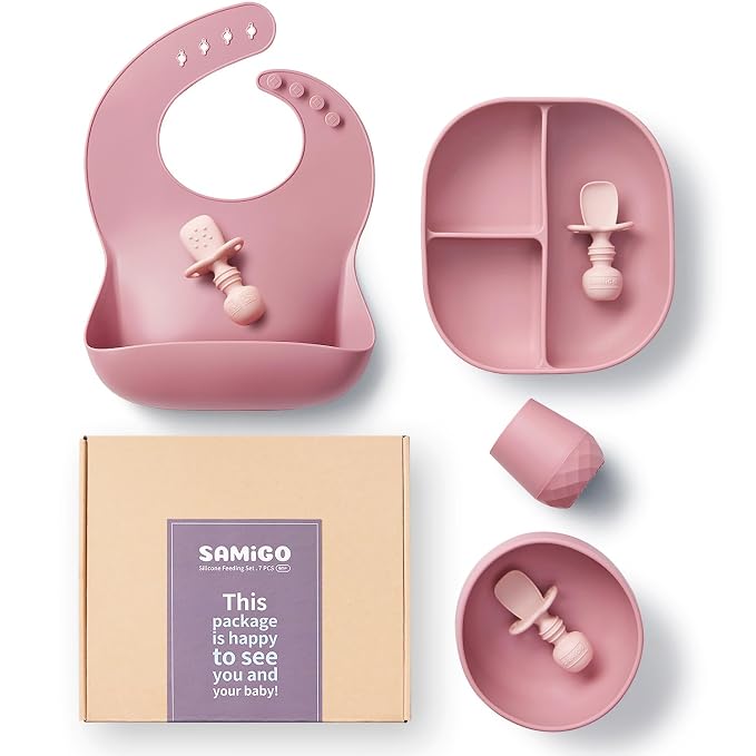 SAMiGO Silicone Baby Feeding Set, Baby Led Weaning Supplies, Suction Bowl Plate by SAMiGO