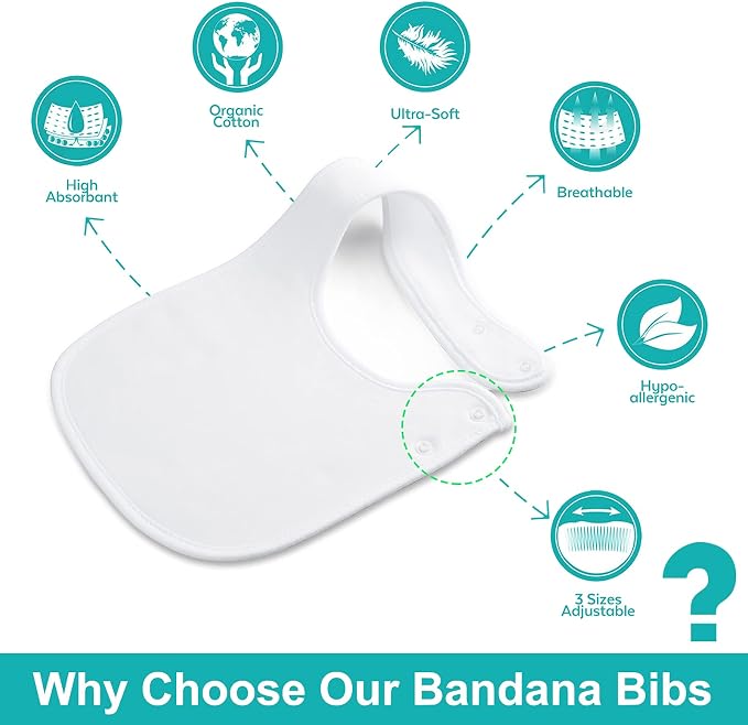 Baby Bibs Soft and Absorbent Organic Cotton Bandana Drool Bibs Set - Image 4