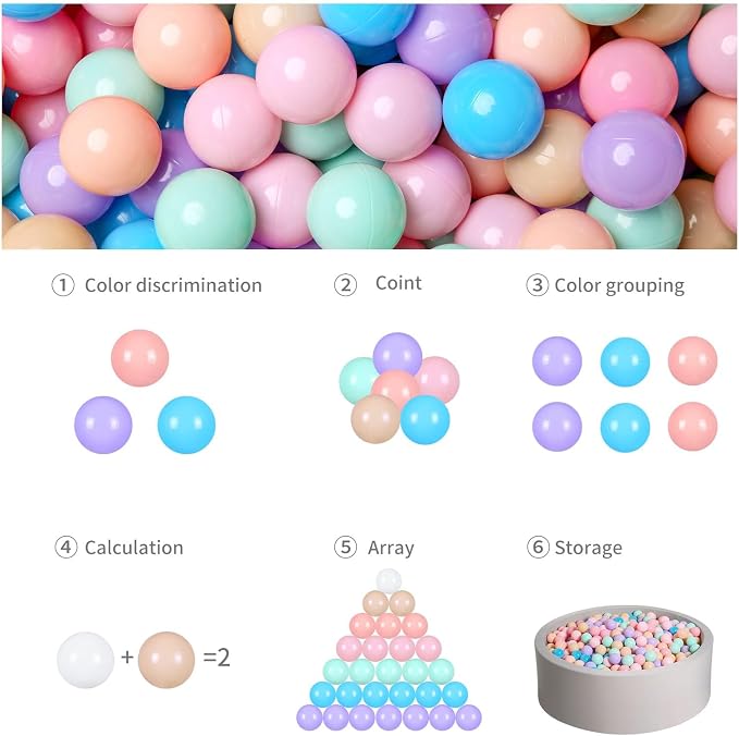 GOGOSO Ball Pits Balls for Toddlers Pack of 50 100 200 Plastics Shape Ball - Image 9