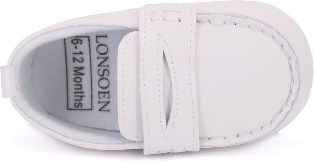 LONSOEN Baby Girls Boys Loafers Prewalker Dress Crib Shoes - Image 4