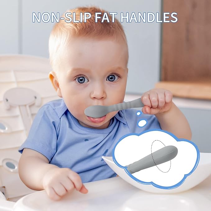 ME.FAN Silicone Baby Feeding Spoons 6 Pack First Stage Infant Spoons - Image 6