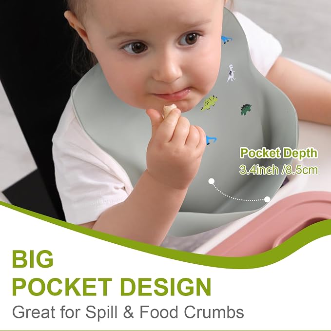 Accmor Silicone Baby Bibs, Waterproof Soft Bibs - Image 5