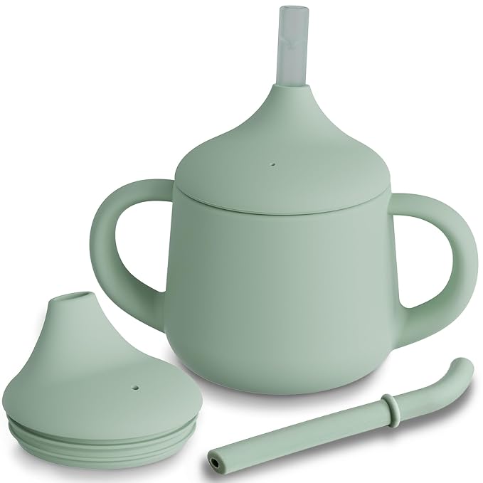 Moonkie Silicone Baby Sippy Cups | 3 Stages Training Cup Straw Cup by Moonkie