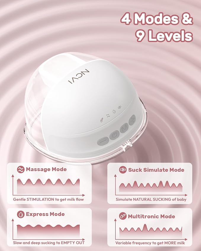 NCVI Wearable Hands Free Breast Pump, 4 Modes & 9 Levels - Image 5