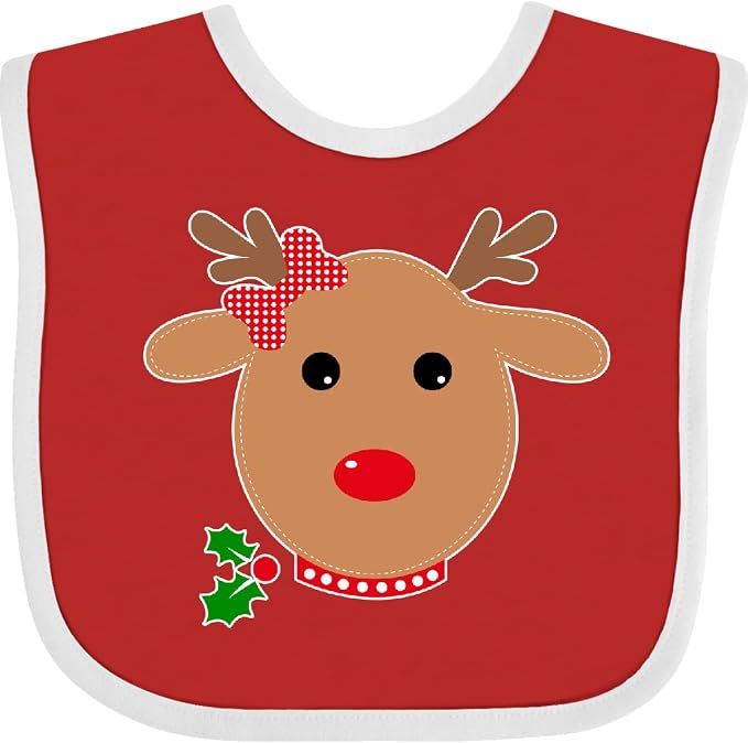 inktastic Girl Reindeer Baby Bib by Inktastic