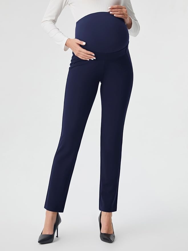 AFITNE Maternity Pants for Work Over The Belly Straight Leg Dress Slacks - Image 2
