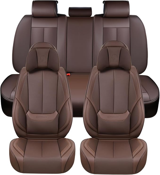 Coverado Front and Back Seat Covers 5 Pieces, Waterproof Nappa Leather Auto - Image 6