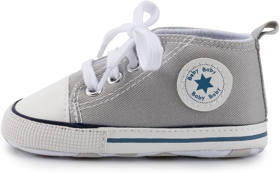 Meckior Baby Girls Boys Canvas Sneakers Soft Sole High-Top Ankle Infant First - Image 6