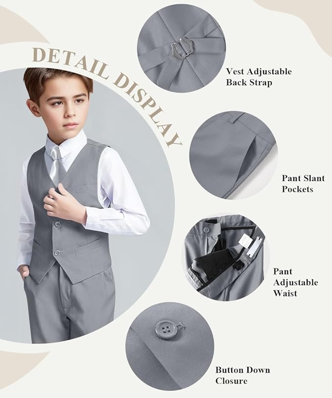 Visaccy Boys Suits Slim Fit Dress Clothes Ring Bearer Outfit - Image 2