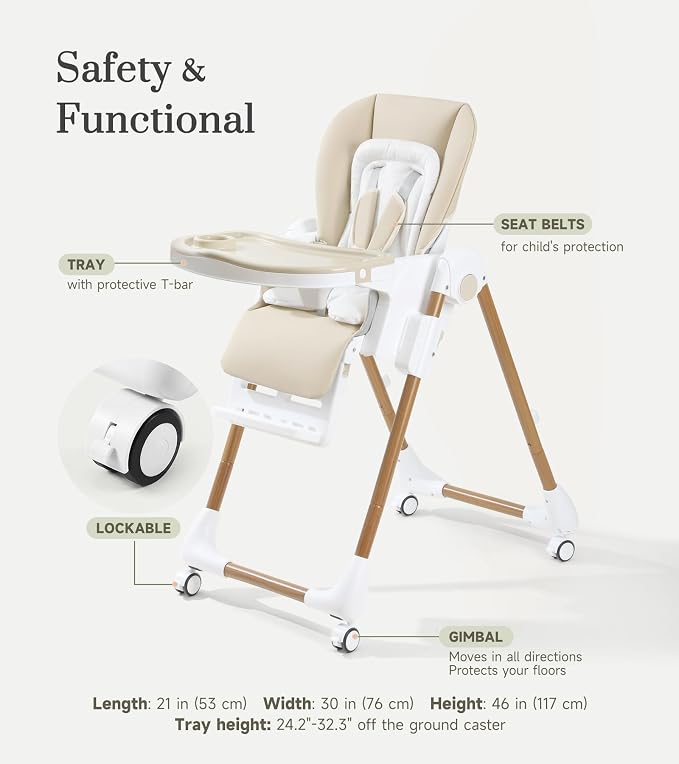 Mallify Foldable High Chairs for Babies and Toddlers, 3-in-1 Convertible Baby - Image 8