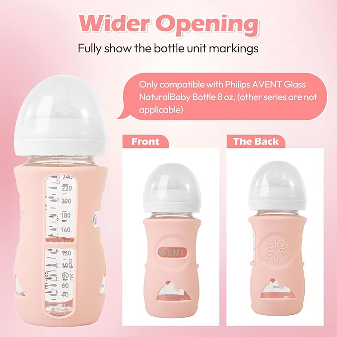 3 Pack Silicone Sleeves for Philips Avent Natural Glass Baby Bottles, Anti - Image 4
