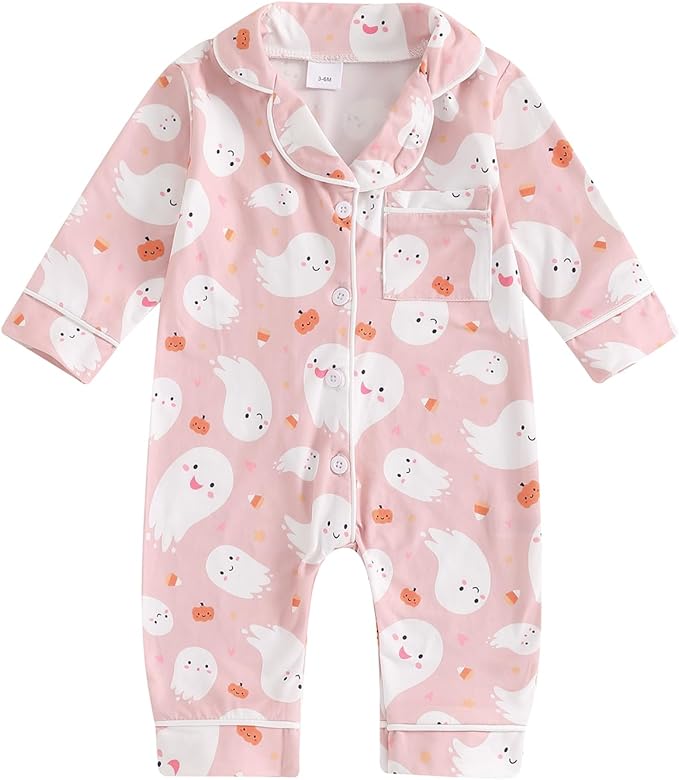 Balaflyie Baby Girl Button Down Pajamas Romper One-Piece Jumpsuit Long Sleeve by Balaflyie