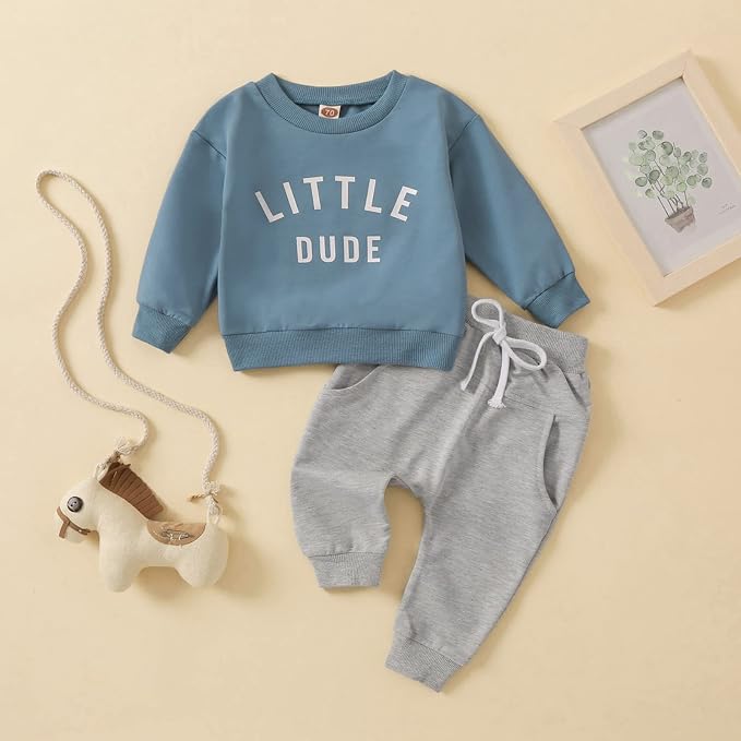 Toddler Baby Boy Clothes Solid Color Long Sleeve Crewneck Sweatshirt Top Casual - Image 2