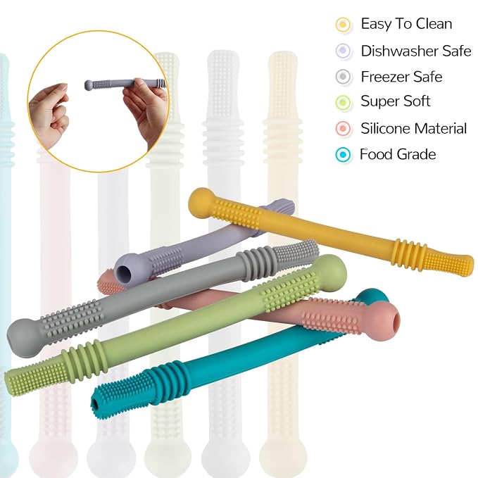 Fu Store Hollow Teether Tube Chew Straw Sensory Toy - Image 2