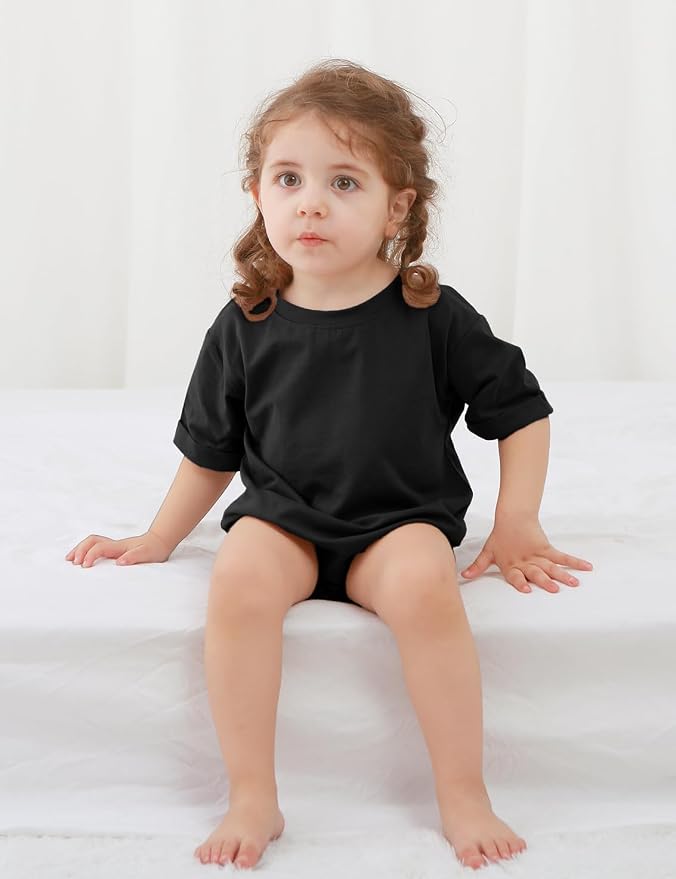 Jimonda Baby Bubble Romper Boy Girl Solid Color T-Shirt Outfits Short Sleeve - Image 4