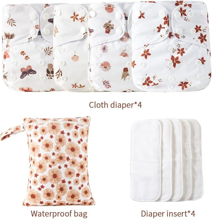 HappyFlute 9 Sets Newborn Baby Cloth Pocket Diapers One Size Adjustable Reusable - Image 2