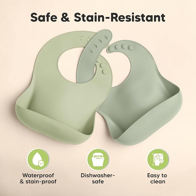 KeaBabies 2-Pack Silicone Baby Bibs - Image 6