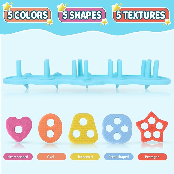 Baby Bath Toys, Mold Free Silcone Shape Sorting & Stacking Bath Toy Set - Image 4