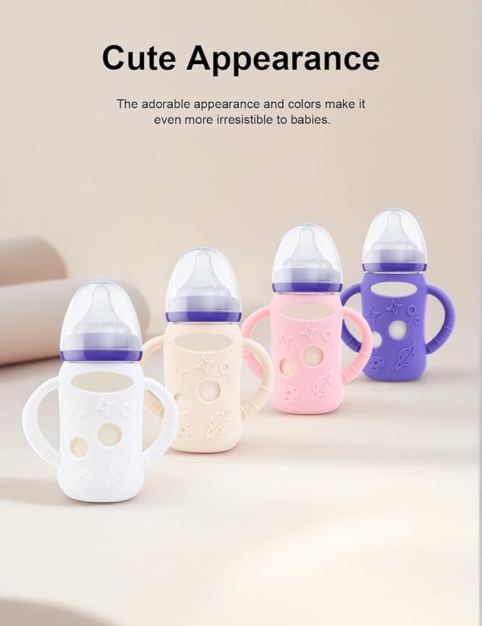 ZCH 4-Pack Silicone Sleeves for Lansinoh Glass Bottles, BPA-Free Drop-Resistant - Image 6
