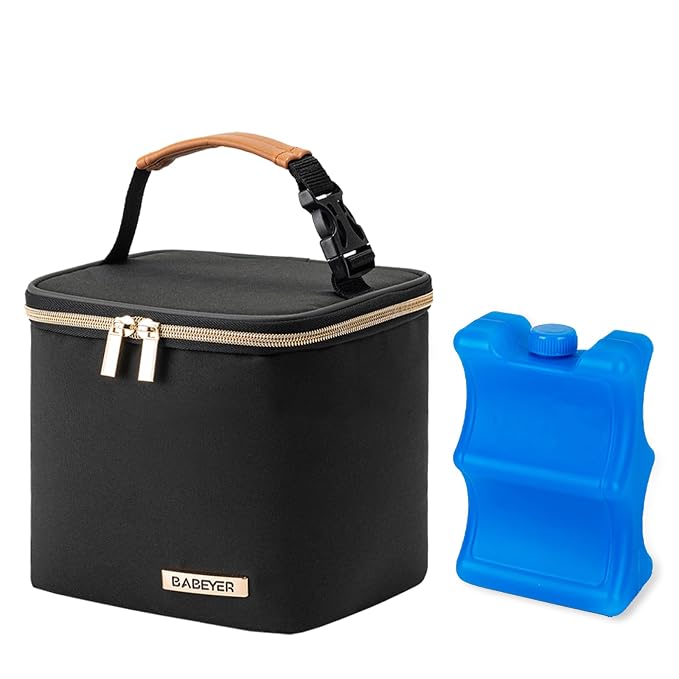 Insulated Bottle Bag with Ice Pack Fits 4 Large Baby Bottles Up to 5 Ounce by BABEYER