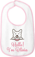 Personalized Baby Bib – Soft Cotton Terry, Cute Jindo Dog Design by SmilingJindo