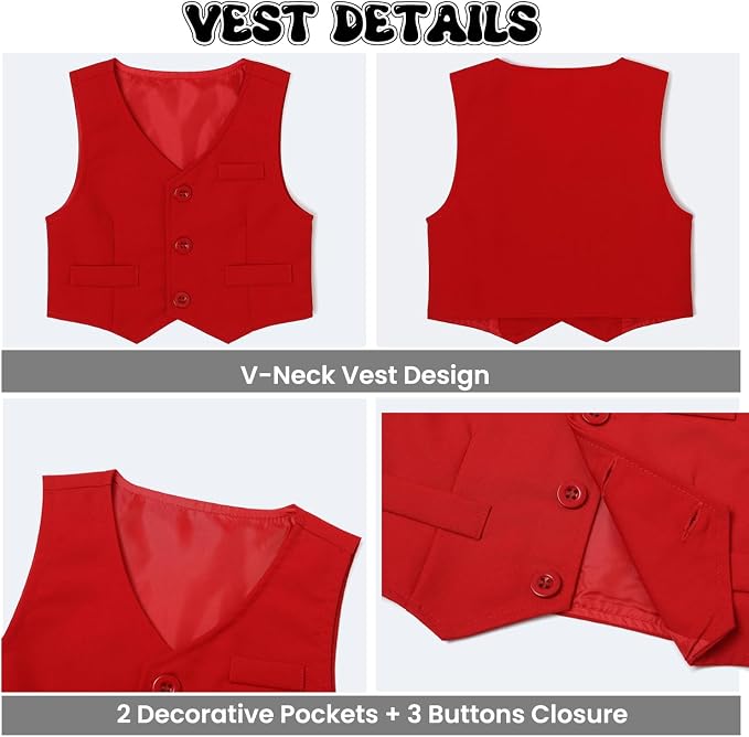 Baby Boy Clothes Suits Infant Gentleman Wedding Outfit Formal Dress Shirt Vest - Image 4