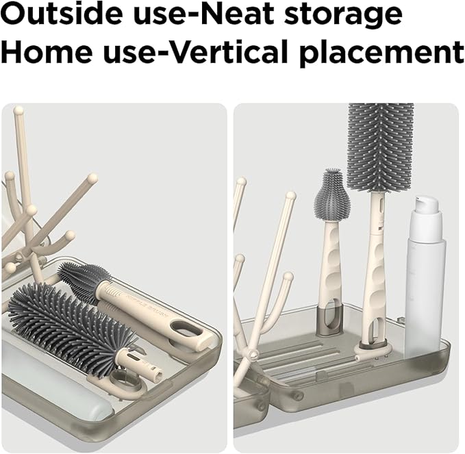 YOTIME Travel Bottle Brush Set, Auto-Open Rack & Vertical Brushs Drying Slots - Image 3