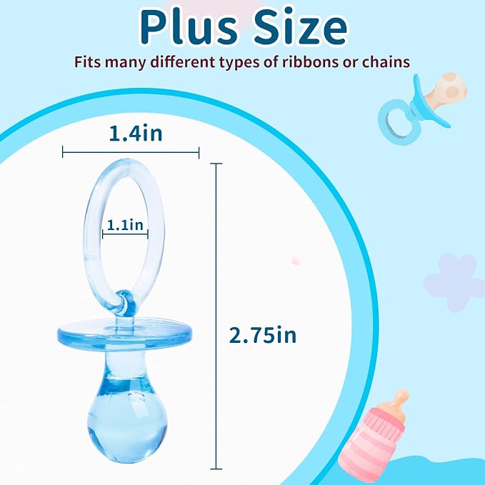 72 Pcs Baby Shower Pacifiers, 2.75’’ Plastic Pacifiers - Image 2