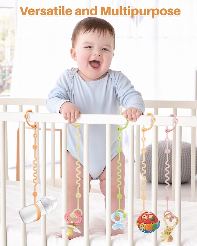 Toy Straps for Baby, Adjustable Toy Holder for Stroller Accessories, Silicone - Image 5