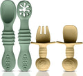 4pc Silicone Baby Spoons Self Feeding Baby Utensils 6-12 Months by HippoBaby