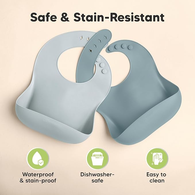 KeaBabies 2-Pack Silicone Baby Bibs - Image 6