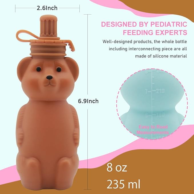 Honey Bear Silicone Straw Cup, Babies Water Drinking Cup, 8-Ounce Therapy Sippy - Image 6