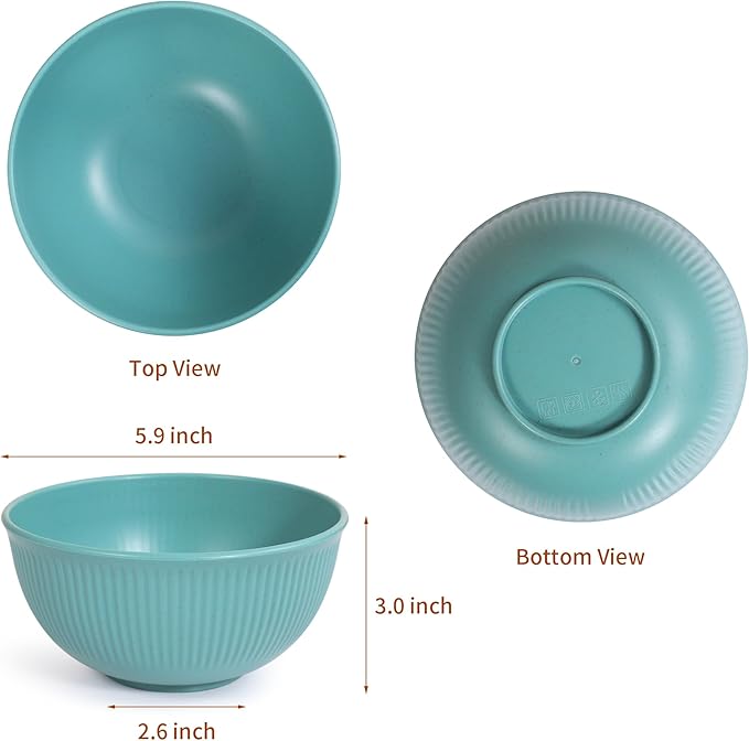 Reusable Bowls Set Unbreakable Cereal Bowls, 24 OZ Wheat Straw Fiber - Image 2
