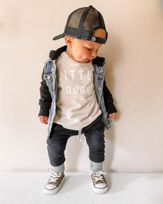 Toddler Baby Boy Clothes Solid Color Long Sleeve Crewneck Sweatshirt Top Casual - Image 2