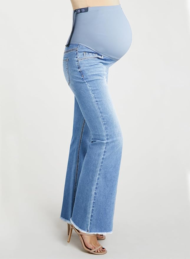 BLENCOT Maternity Jeans for Women Over Belly Pregnancy Pants Comfy Pregnant - Image 3