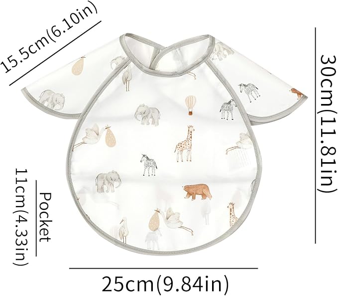 Feeding Bibs for Baby, 3 Pack-Waterproof & Easy Clean Feeding Bibs for Toddlers - Image 2