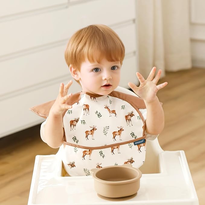 GRSSDER 3-pack Mess Proof Baby Feeding Bibs - Image 2
