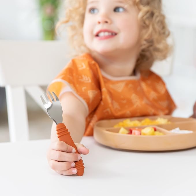 Bumkins Toddler Utensils, Kids Size Fork and Spoon Set, Silicone and - Image 5